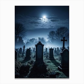 Graveyard At Night 27 Canvas Print