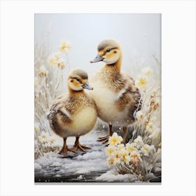 Snowy Winter Duckling 2 Canvas Print