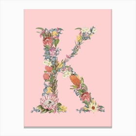K Pink Alphabet Letter Canvas Print