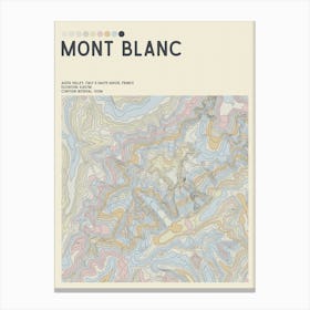 Mont Blanc Italy France Topographic Contour Map Canvas Print