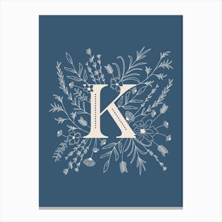 Botanical Letter K Canvas Print