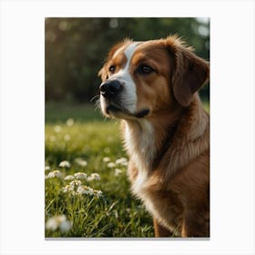 Dog In The Grass Canvas Print