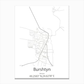 Burshtyn,Ukraine Minimalist Map Lienzo