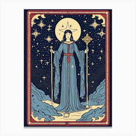 The High Priestess Tarot Card, Vintage 0 Canvas Print