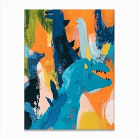 Abstract Group Of Dinosaurs Painting 2 Canvas Print