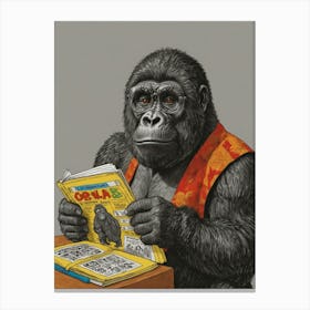 Gorilla Reading 3 Canvas Print