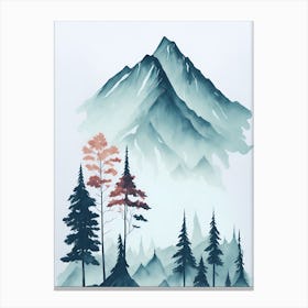 Mountain And Forest In Minimalist Watercolor Vertical Composition 233 Canvas Print