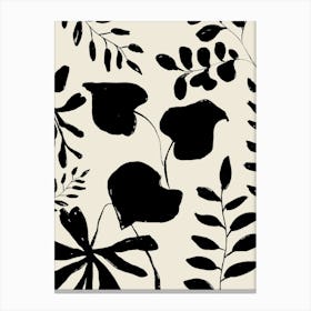 Black And White Leaves 1 Canvas Print