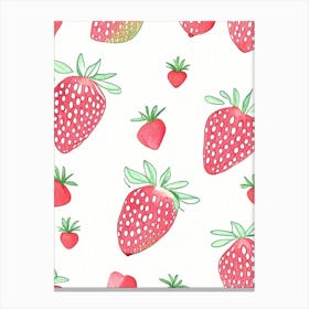 Strawberry Repeat Pattern, Fruit, Minimalist Watercolour 1 Canvas Print