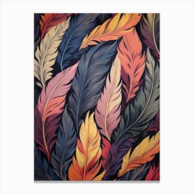 Bird Pattern Linocut Style 1 Canvas Print