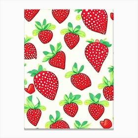 Strawberry Repeat Pattern, Fruit, Crayon Canvas Print