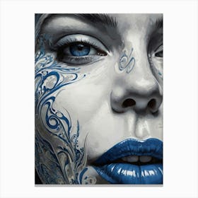 Blue And White Face Canvas Print