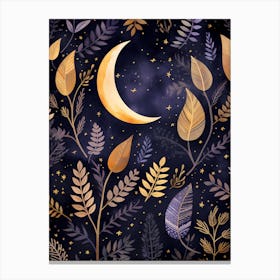 Moon And Leaves Background Canvas Print