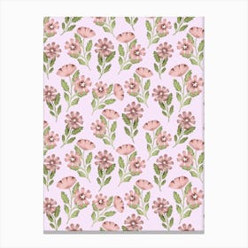 Soft pink flowers pattern Canvas Print