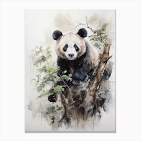 Panda, Japanese Brush Painting, Ukiyo E, Minimal 2 Canvas Print