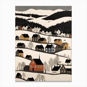 Minimalist Scandinavian Village Painting (23) Canvas Print