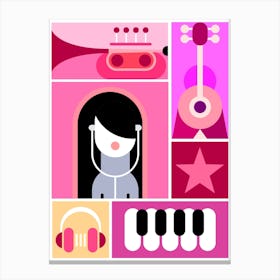 Pink Music Icons Canvas Print