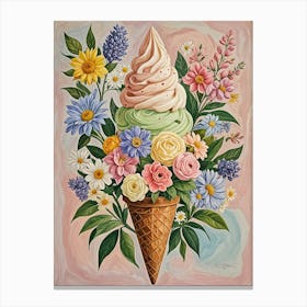 Flower Ice Cream Cone no2 Canvas Print