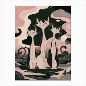 Three Cats At Night Canvas Print