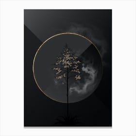 Shadowy Vintage Giant Cabuya Botanical in Black and Gold 1 Canvas Print