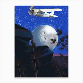 Moon And Airplane Canvas Print