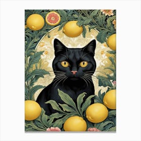 william morris Black Cat With Lemons Canvas Print