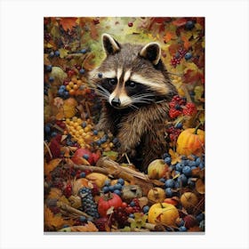 Raccoon Autumn Harvest 1 Canvas Print