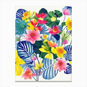 Lotus Modern Colourful Flower Canvas Print