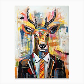 Deer In An Office Suit Canvas Print