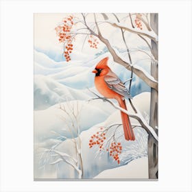 Winter Bird Painting Cardinal 1 Canvas Print