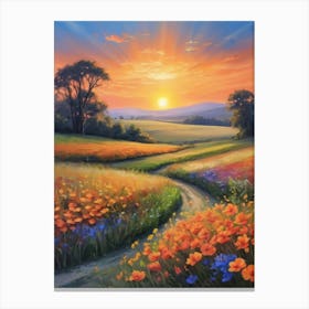 Sunset In The Field 16 Canvas Print