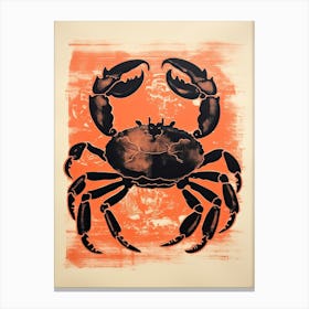 Crab, Woodblock Animal  Drawing 3 Canvas Print