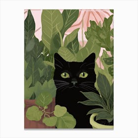Black Cat And House Plants 11 Canvas Print