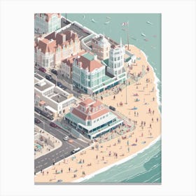 Town Beach Isometric Pastels Architecture Grand Budapest Large Style Canvas Print