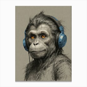 Ape With Headphones Canvas Print