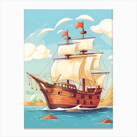 Cartoon Pirate Ship Canvas Print