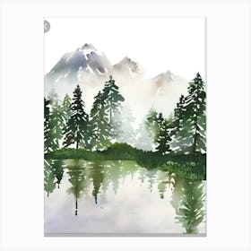 Watercolor Of Mountains And Trees Canvas Print