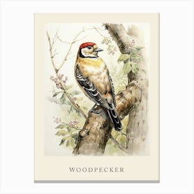 Beatrix Potter Inspired  Animal Watercolour Woodpecker 1 Canvas Print