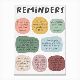Mental Health Reminders Canvas Print