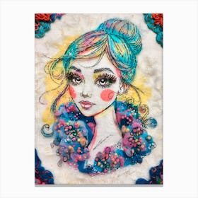 Girl With Colorful Hair 9 Canvas Print