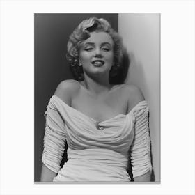 Marilyn Monroe in White Gown, Vintage Black and White Old Photo Canvas Print