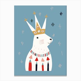 Little Arctic Hare Wearing A Crown Canvas Print