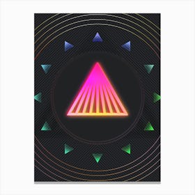 Neon Geometric Glyph in Pink and Yellow Circle Array on Black n.0340 Canvas Print