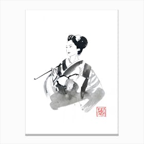 Smoking Geisha Canvas Print