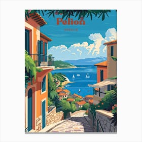 Pelion Greece Aegean Sea Digital Travel Art Canvas Print