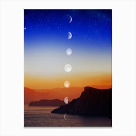 Moon Phases At Sunset - Moon phases poster Canvas Print
