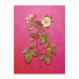 Vintage Red Bramble Leaved Rose Botanical Art on Beetroot Purple n.0422 Canvas Print