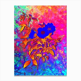 White Rose of Snow Botanical in Acid Neon Pink Green and Blue n.0205 Canvas Print