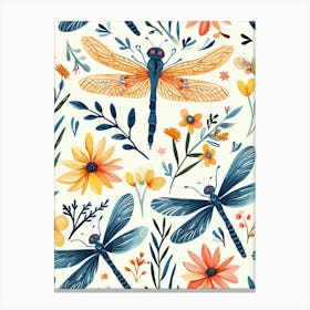 Colourful Insect Illustration Dragonfly 12 Canvas Print