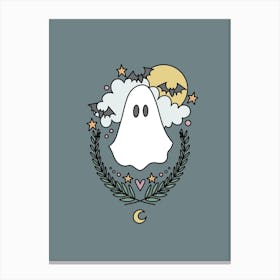 Cute Ghost | Dusty Pine Green Canvas Print